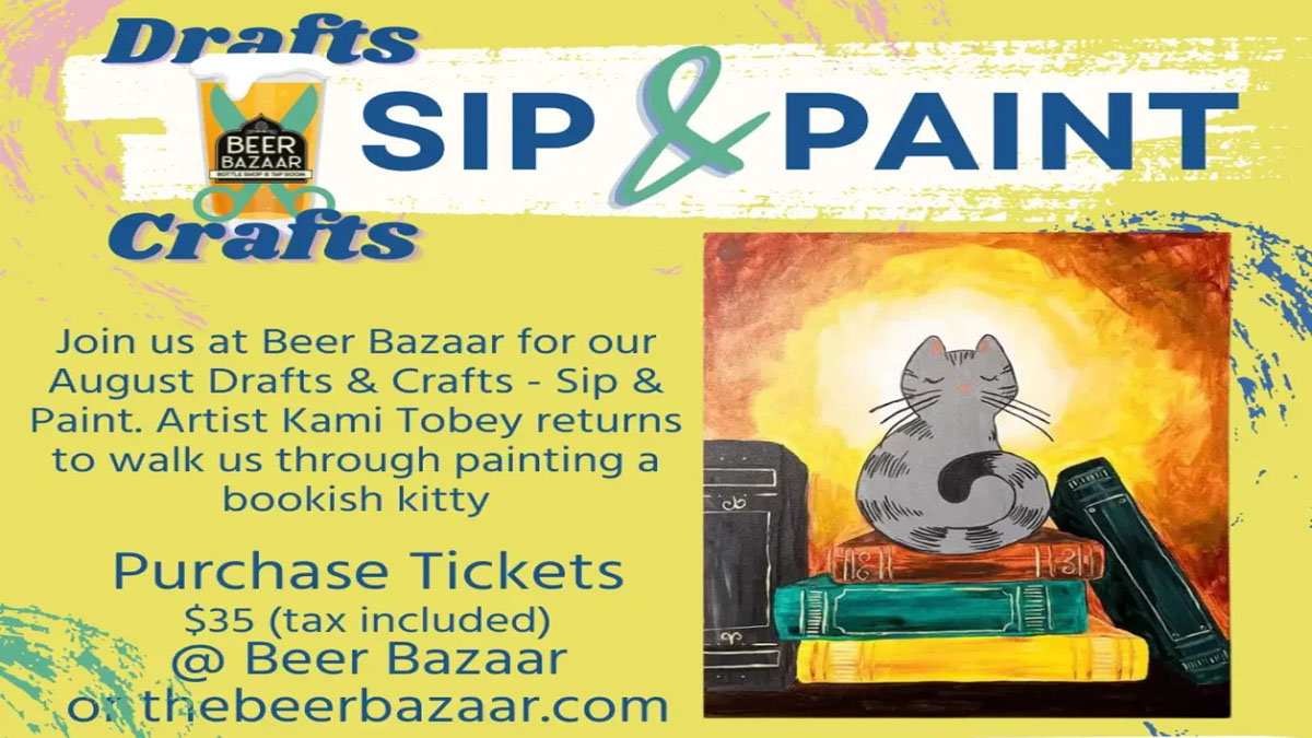 Drafts & Crafts: Bookish Kitty Sip and Paint at the Beer Bazaar